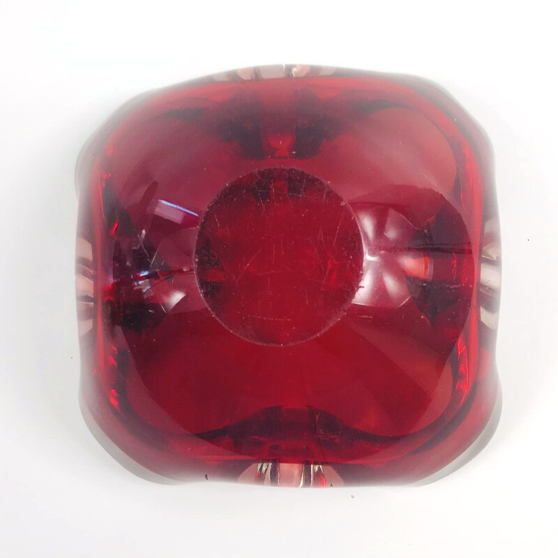 Sommerso Murano glass mid-century ashtray, Italy 1960s