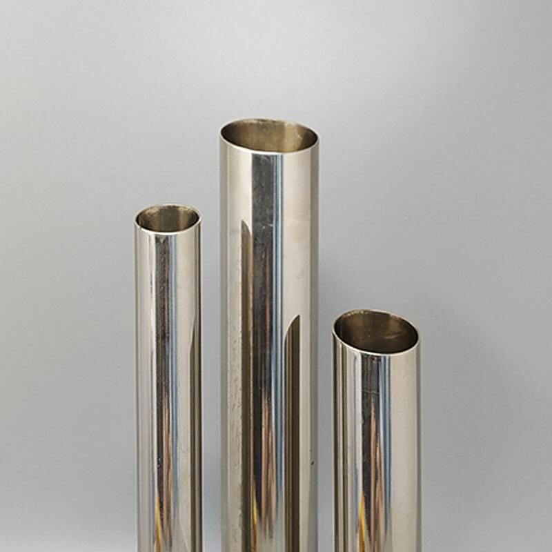 Mid-century stainless steel Space Age vase, Italy 1970