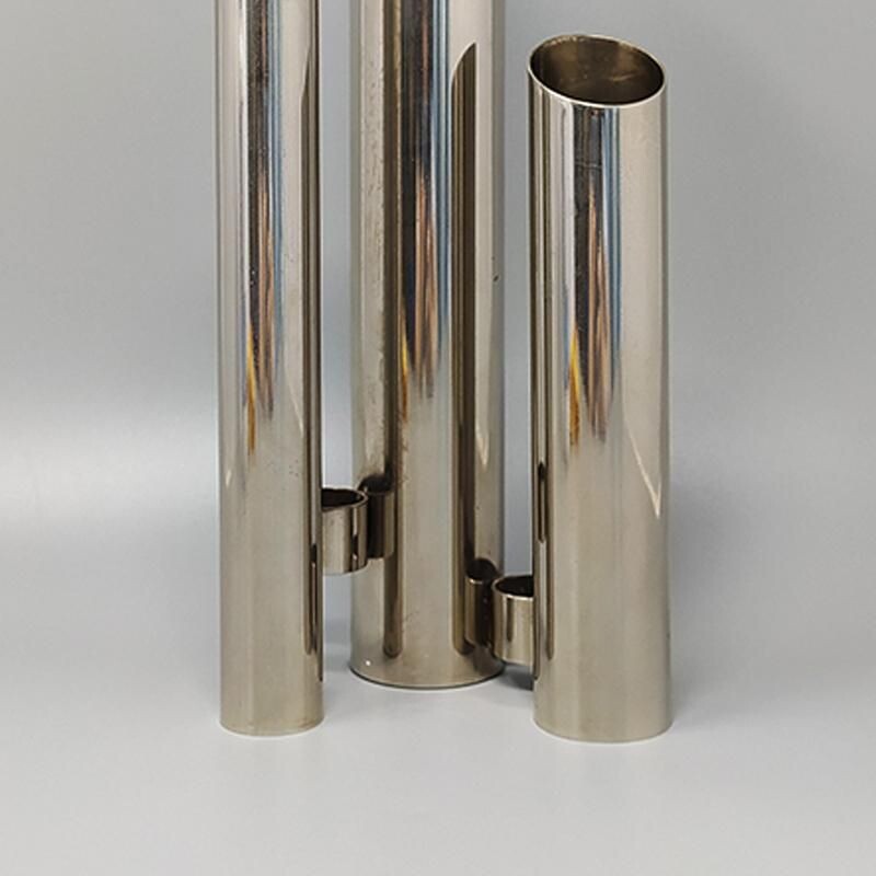 Mid-century stainless steel Space Age vase, Italy 1970