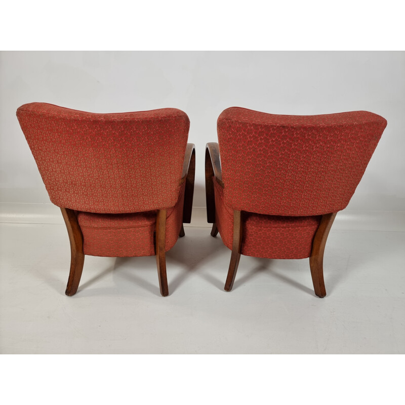 Pair of vintage H-237 armchairs by Jindřich Halabala, 1950s