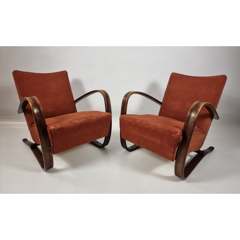 Paire de fauteuils vintage H 269 par Jindřich Halabala, République tchèque 1930