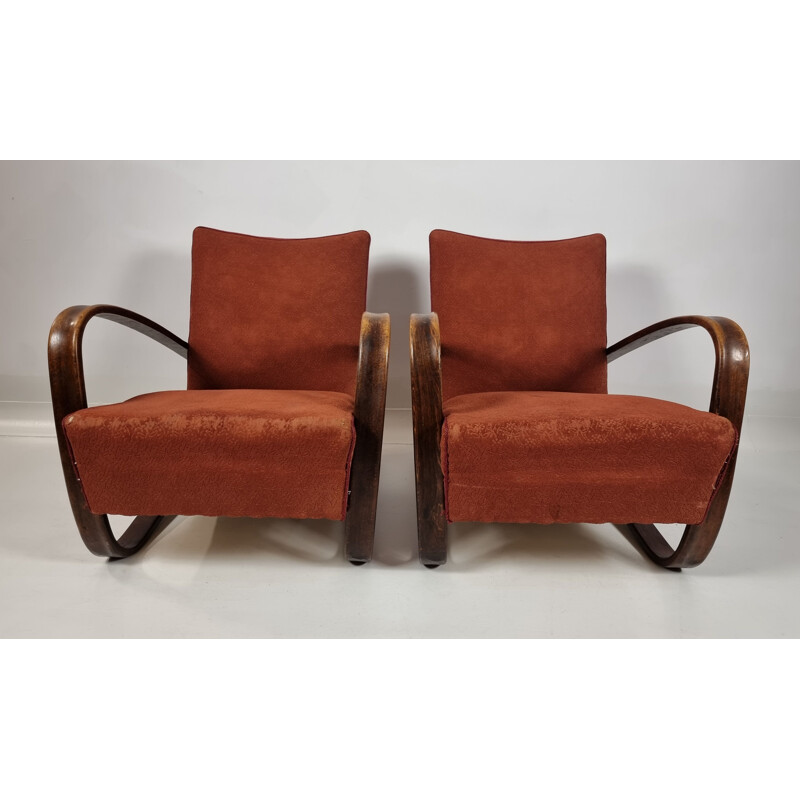 Paire de fauteuils vintage H 269 par Jindřich Halabala, République tchèque 1930