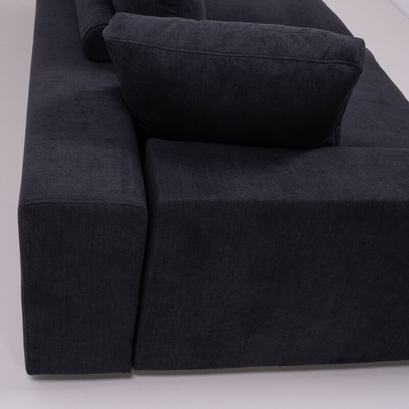 Flexform vintage slate grey fabric sofa with two separate units