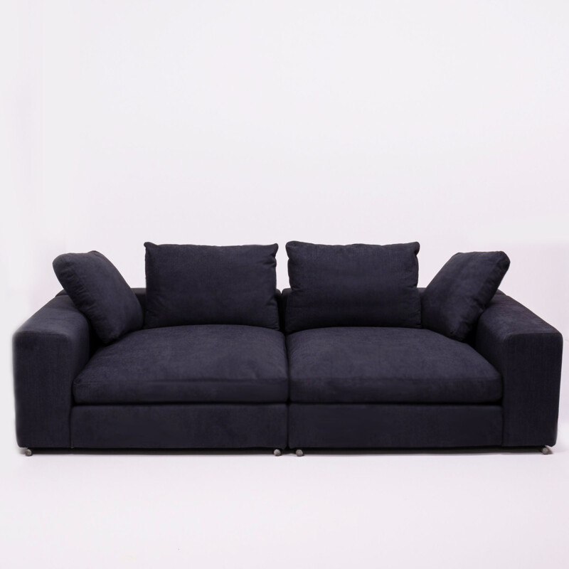 Flexform vintage slate grey fabric sofa with two separate units