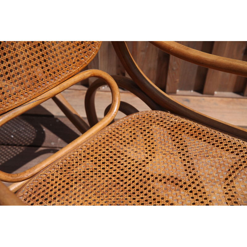 Rocking chair in bentwood and cane by JF Kohn