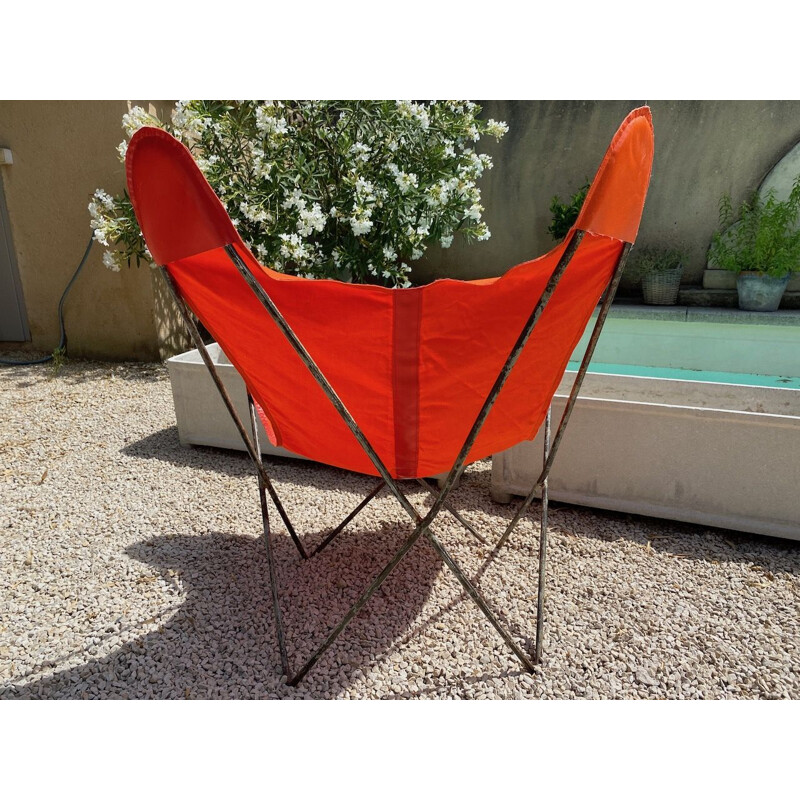 Pair of vintage armchairs with cotton canvas by AA Butterfly for Airborne, 1950