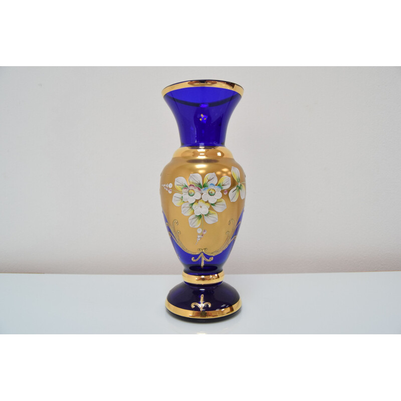 Vintage handmade glass vase, Czechoslovakia 1960