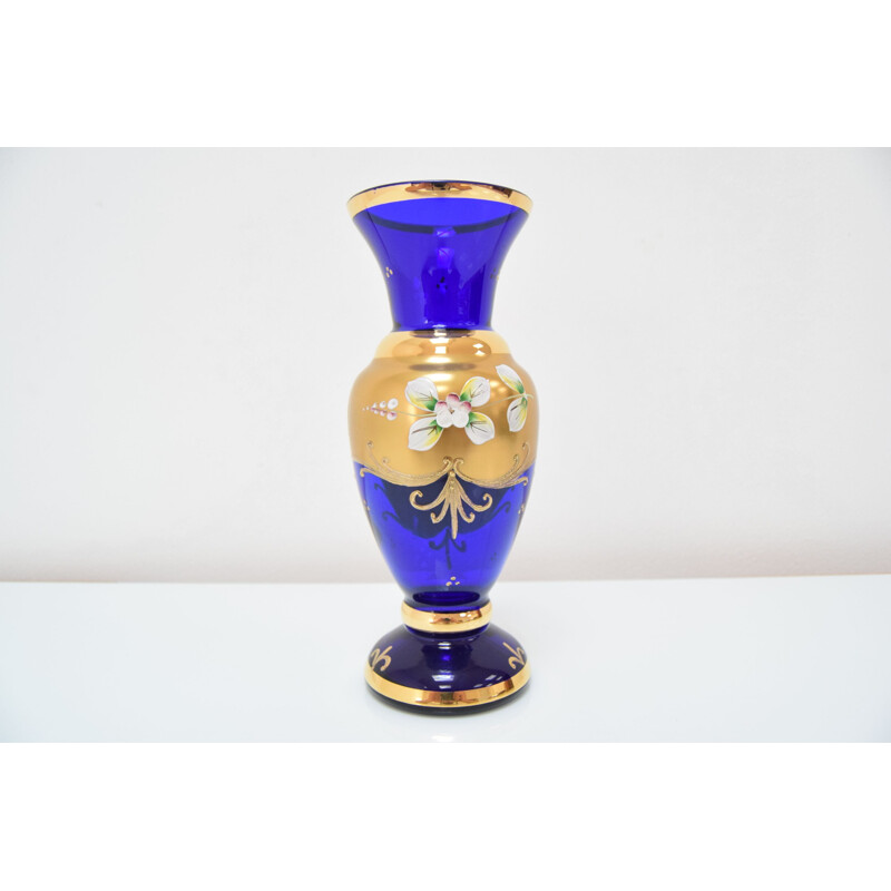 Vintage handmade glass vase, Czechoslovakia 1960