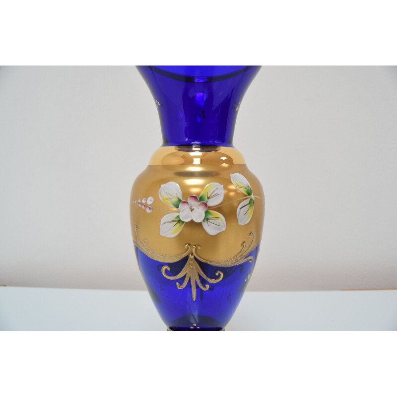 Vintage handmade glass vase, Czechoslovakia 1960