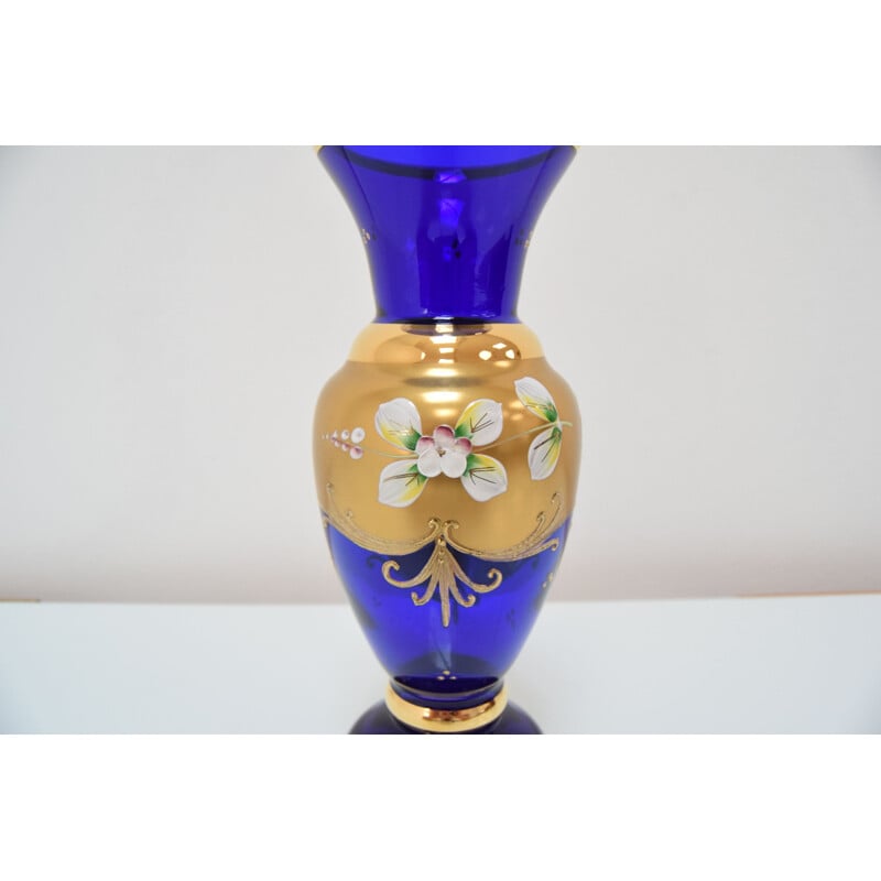 Vintage handmade glass vase, Czechoslovakia 1960