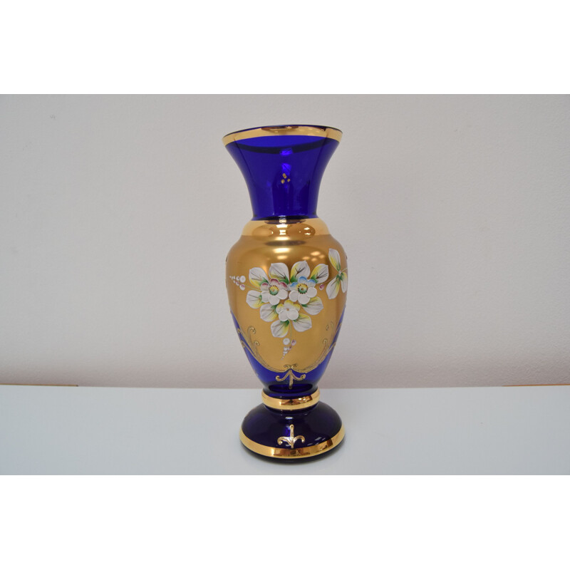 Vintage handmade glass vase, Czechoslovakia 1960