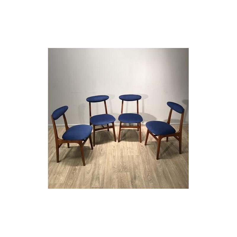 Set of 4 vintage beechwood chairs By R. Hałas, Poland 1960