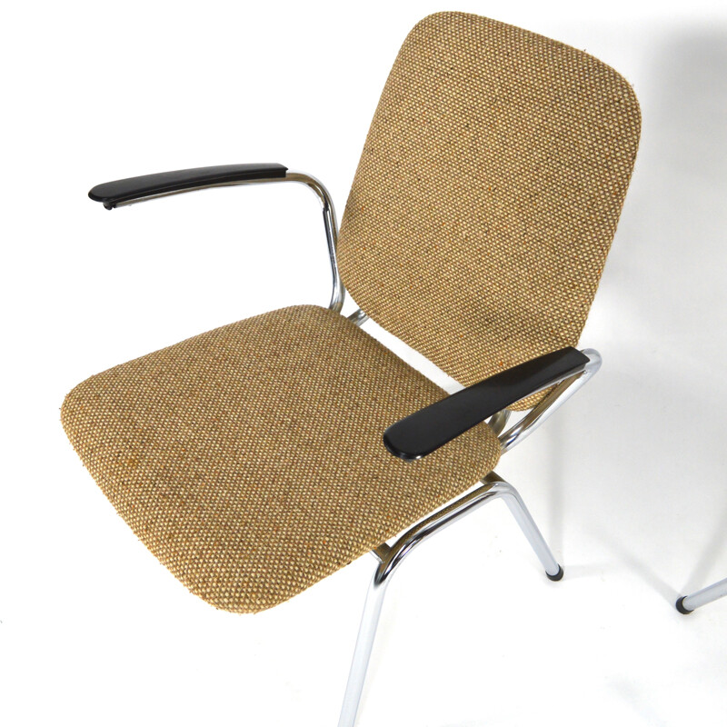Pair of Gispen chairs in metal and fabric - 1950s