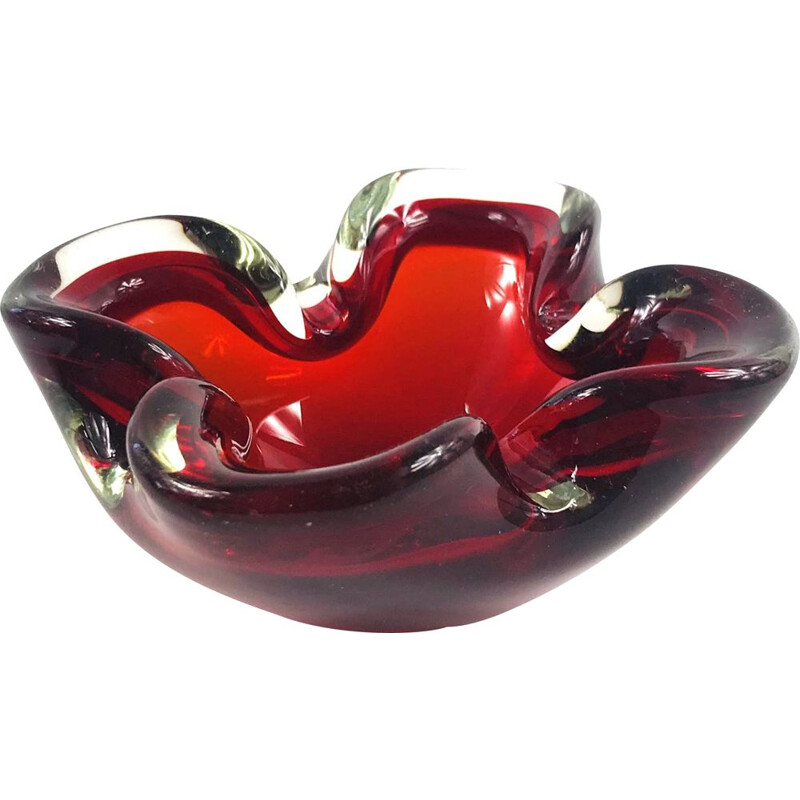 Sommerso Murano glass mid-century ashtray, Italy 1960s