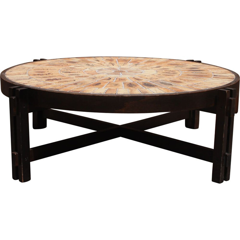 Vintage herbarium coffee table by Roger Capron