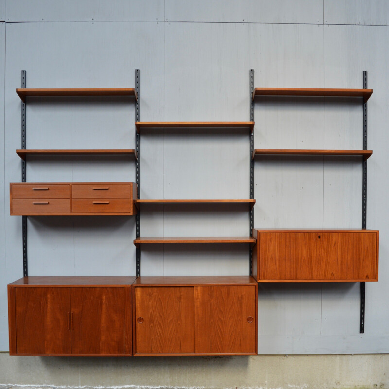 FM Møbler teak wall-unit system, Kai KRISTIANSEN - 1960s