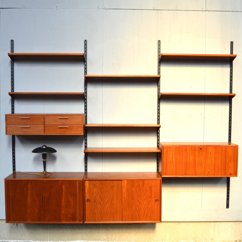 FM Møbler teak wall-unit system, Kai KRISTIANSEN - 1960s