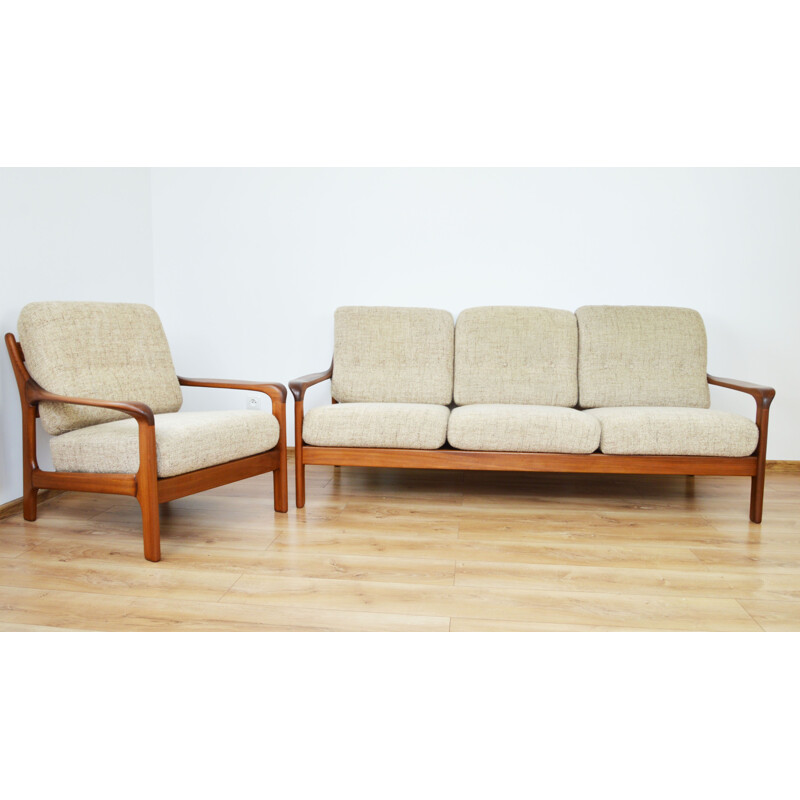 Conjunto de sofás e poltronas de teca vintage, 1960