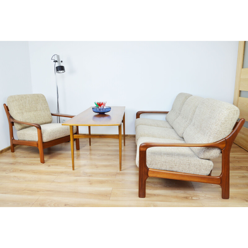 Conjunto de sofás y sillones de teca de época, 1960