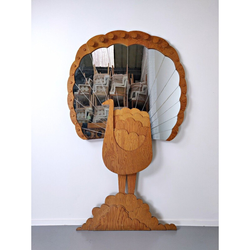 Miroir vintage Pavone par Sirio Alessandri pour Pallucco, 1970