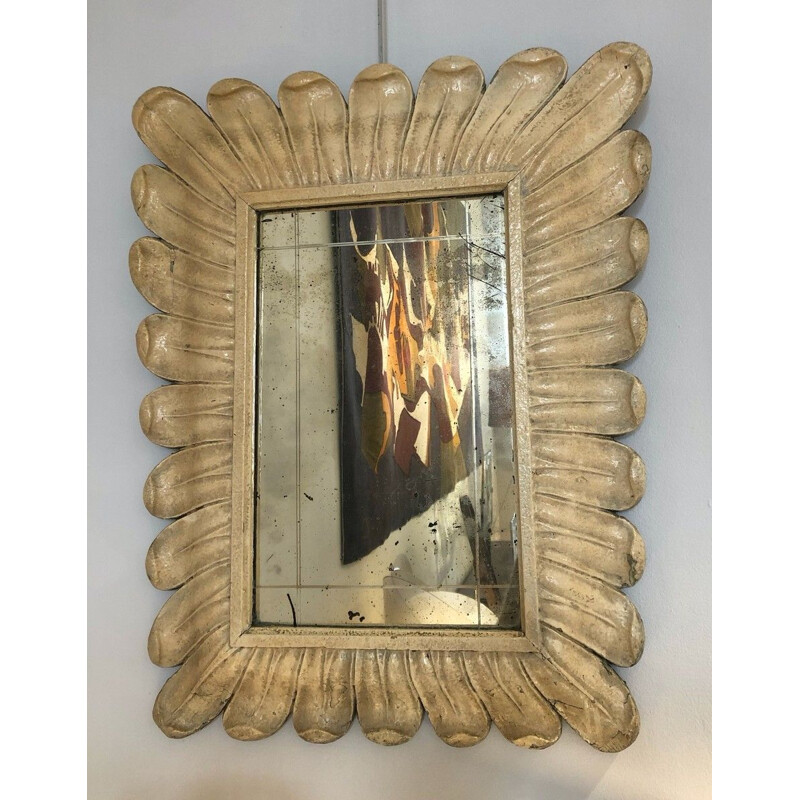 Vintage carved wood mirror, 1940