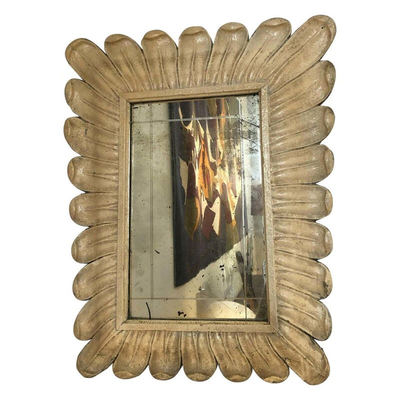 Vintage carved wood mirror, 1940