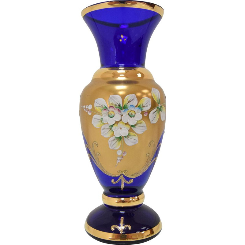 Vase fait main vintage en verre, Tchécoslovaquie 1960