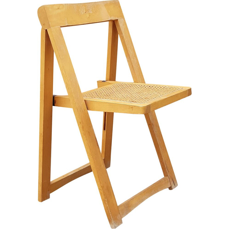 Mid-century folding chair with cane seat by Aldo Jacober
