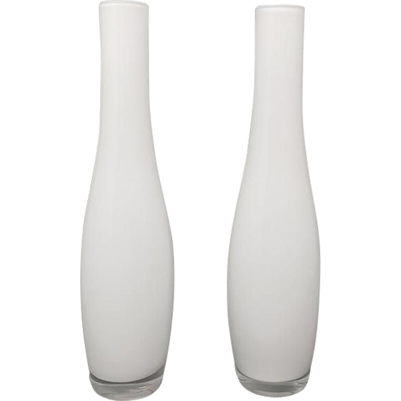 Paire de vases vintage en verre de Murano par Dogi, Italie 1970