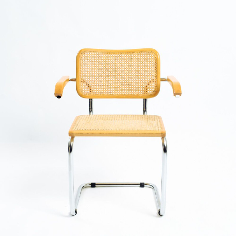 Set of 4 vintage chairs with arms by Marcel Breuer, Italy 1970