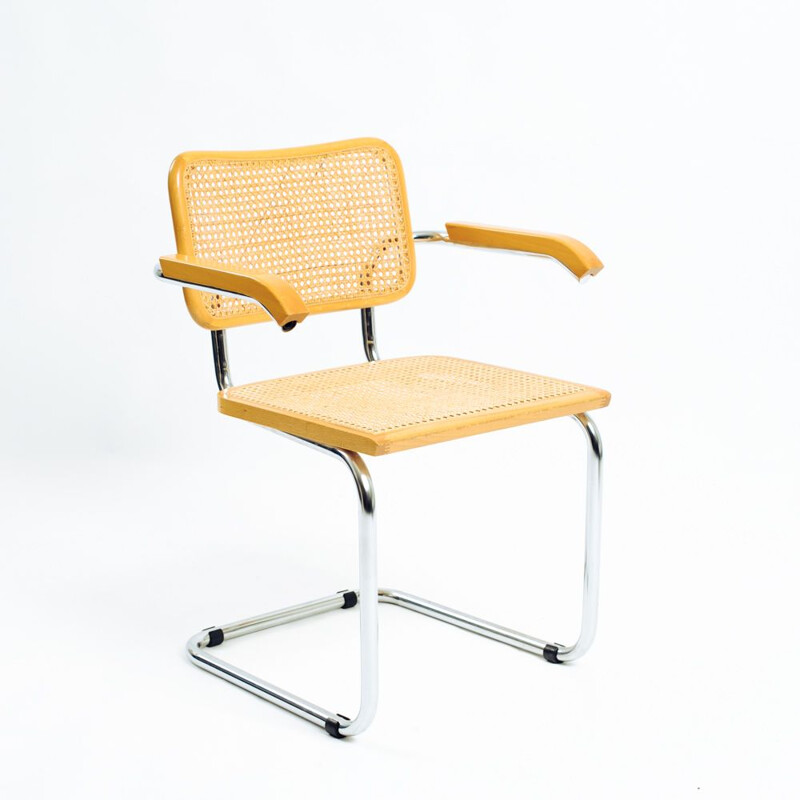 Set of 4 vintage chairs with arms by Marcel Breuer, Italy 1970