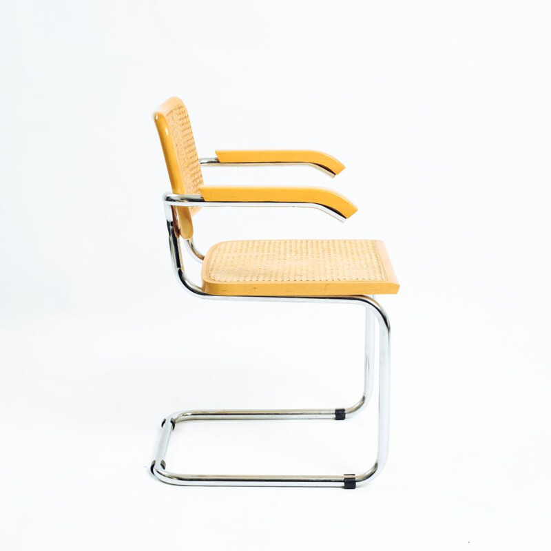 Set of 4 vintage chairs with arms by Marcel Breuer, Italy 1970