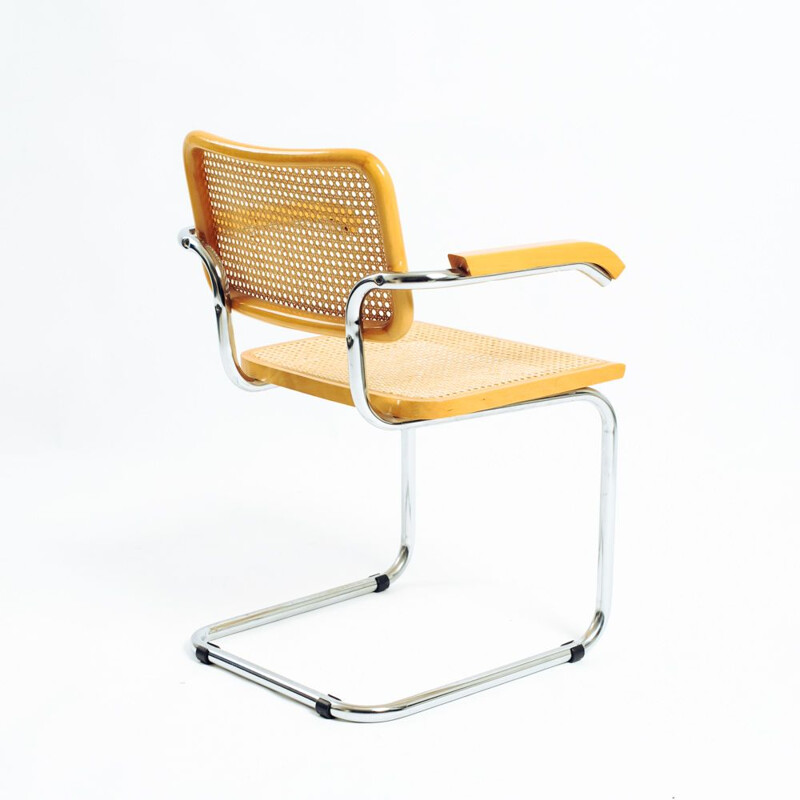 Set of 4 vintage chairs with arms by Marcel Breuer, Italy 1970