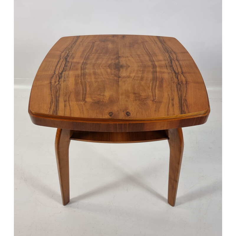 Vintage walnut coffee table by Jindřich Halabala, 1950