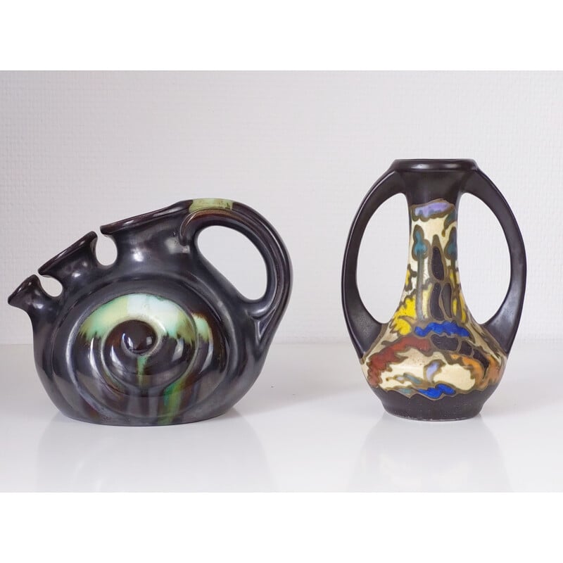Paire de vases vintage en céramique de M. Bergen, Belgique
