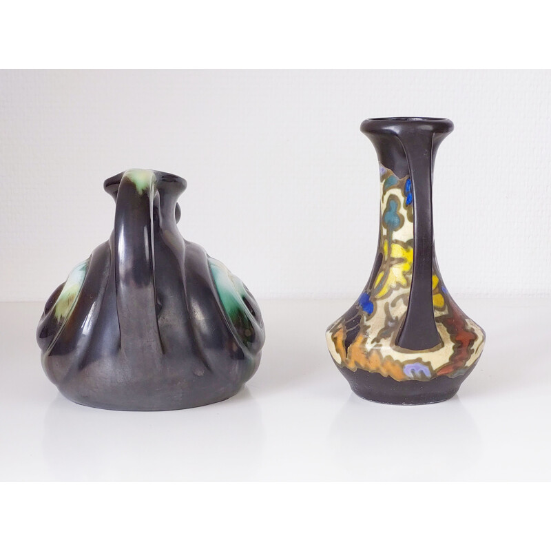 Pair of vintage ceramic vases by M. Bergen, Belgium