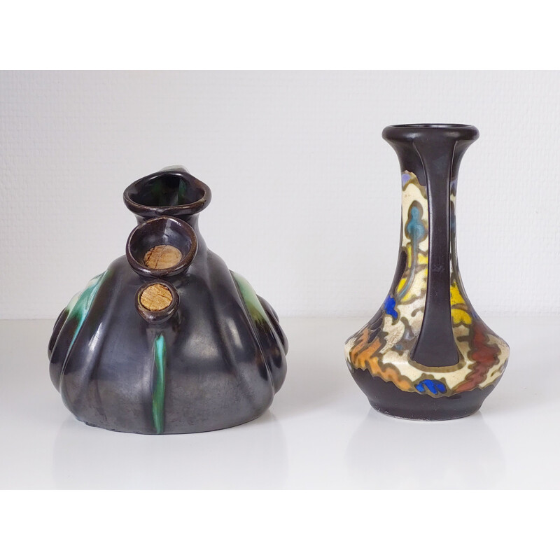 Vintage-Vasenpaar aus Keramik von M. Bergen, Belgien