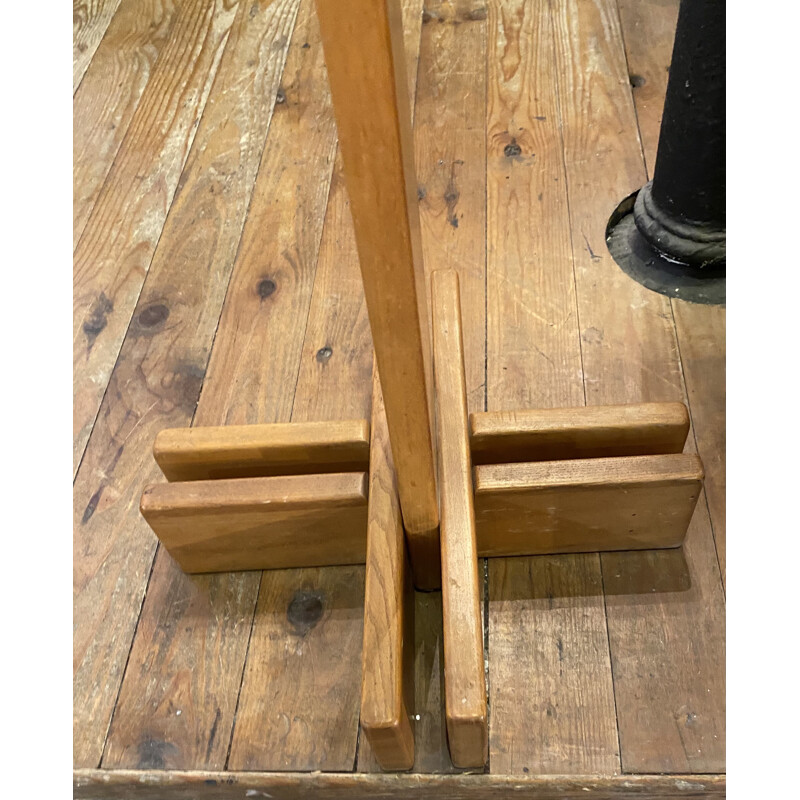 Vintage coat rack in solid elm by Pierre Chapo