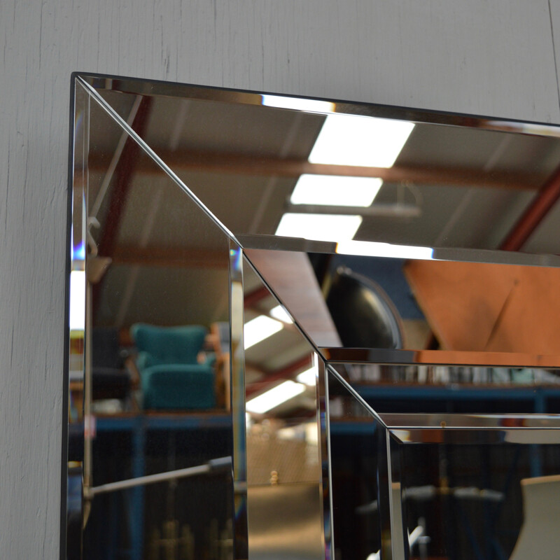 Gorgeous faceted Belgian mirror - 1970s
