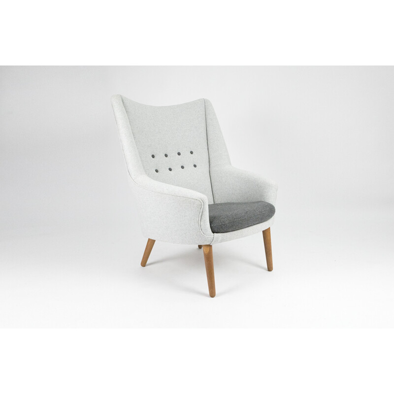 Rolschau Mobler lounge chair with foot stool in oak and wool, Kurt OSTERVIG - 1950s