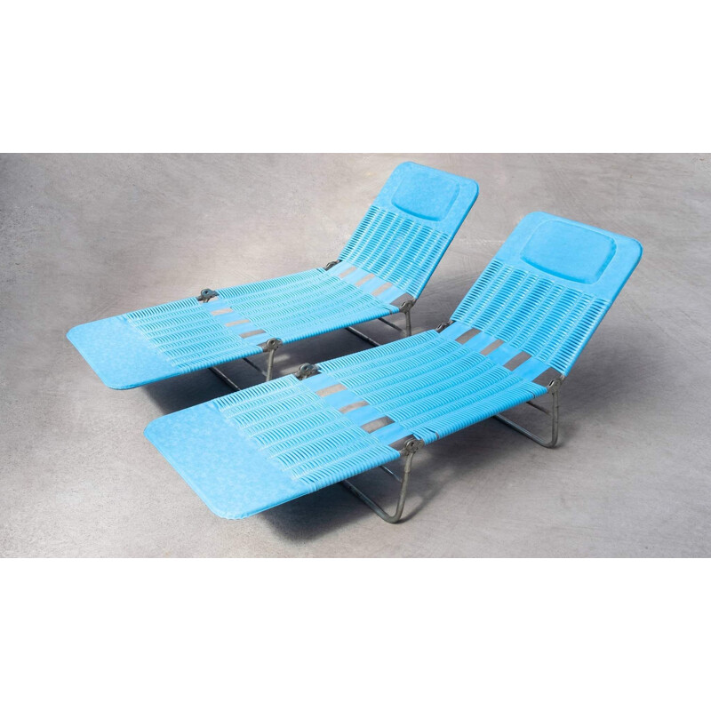 Pair of vintage kurz design deckchairs, Germany 1960s