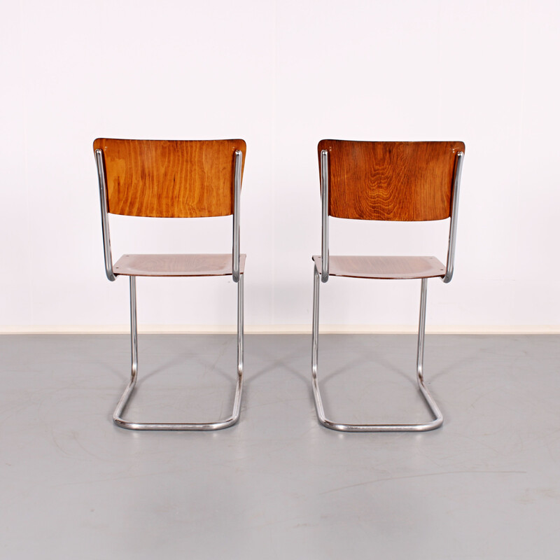 Set of vintage tubular table and 2 chairs, 1930s