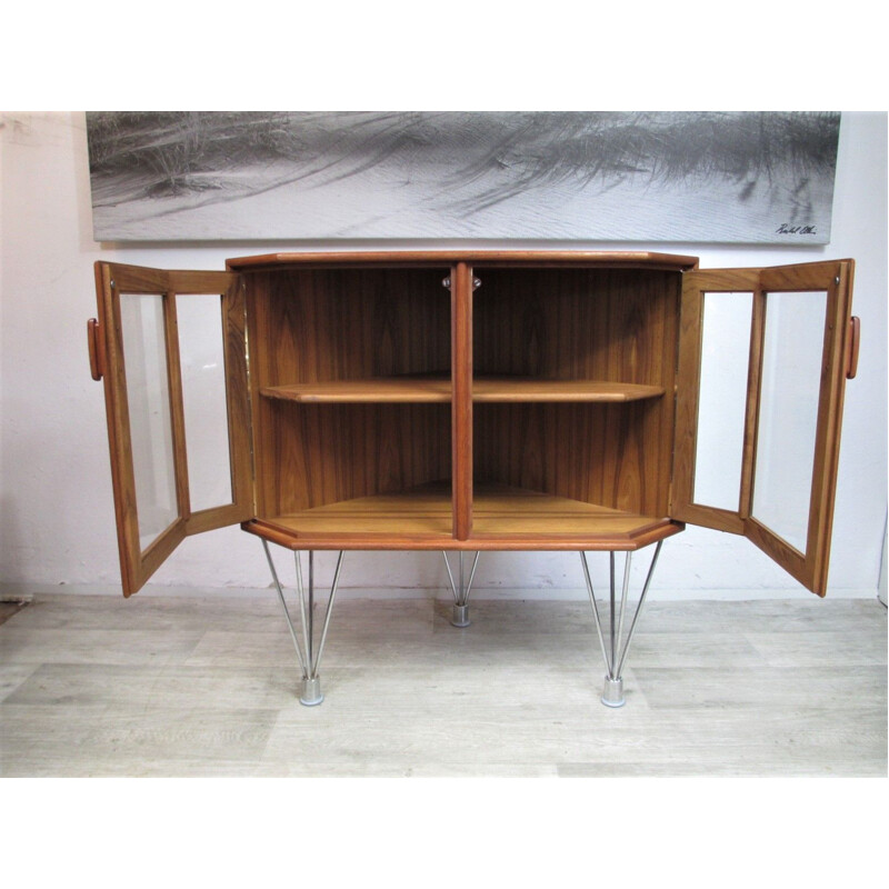 Vintage teak glazed display case, Germany 1960s