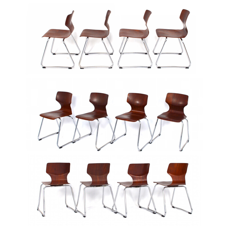 Flötotto Pagholz chairs in wood and metal, Adam STEGNER - 1960s