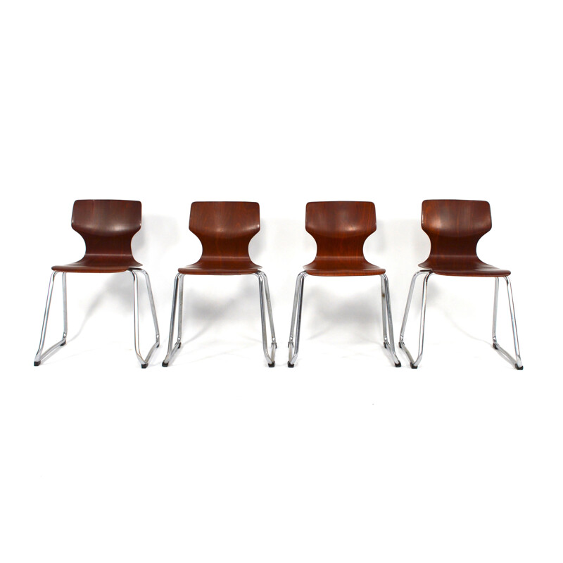 Flötotto Pagholz chairs in wood and metal, Adam STEGNER - 1960s