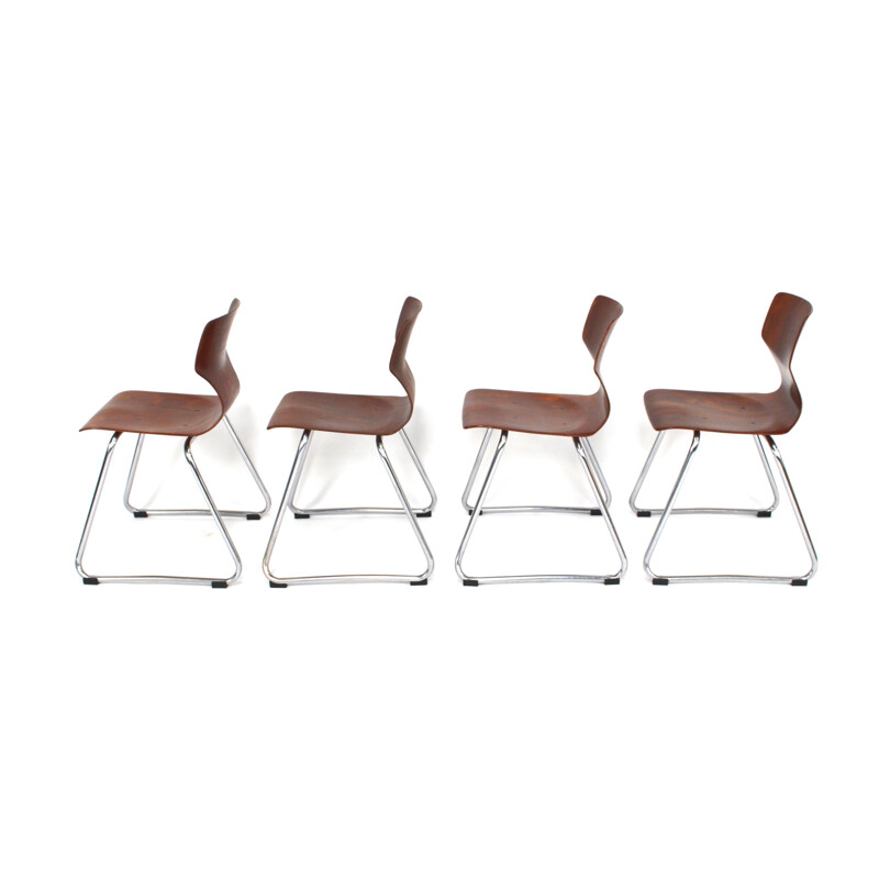 Flötotto Pagholz chairs in wood and metal, Adam STEGNER - 1960s