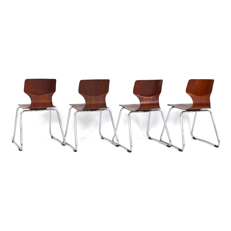 Flötotto Pagholz chairs in wood and metal, Adam STEGNER - 1960s