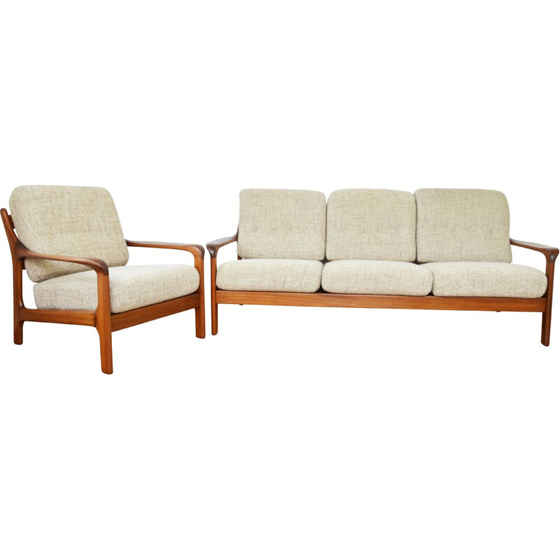 Conjunto de sofás e poltronas de teca vintage, 1960