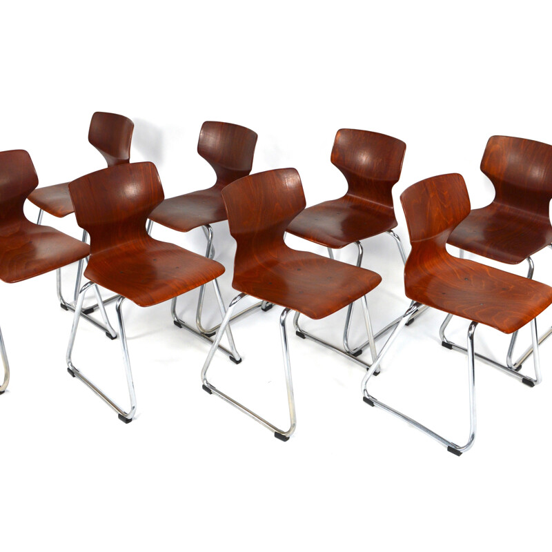 Flötotto Pagholz chairs in wood and metal, Adam STEGNER - 1960s