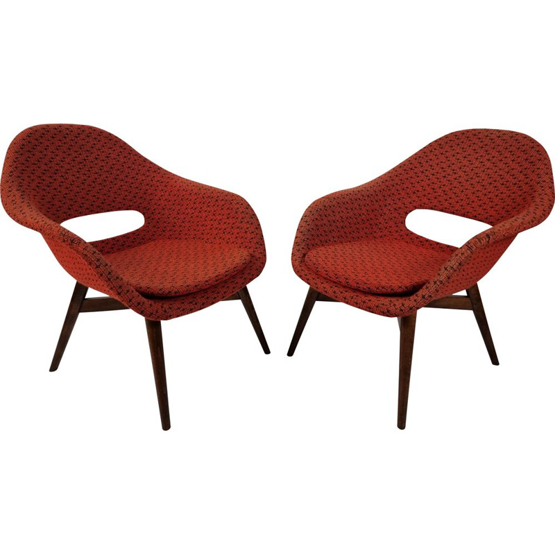 Pair of vintage Shell armchairs by Miroslav Navratil, 1960
